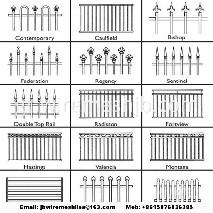 Black Zinc Steel Wrought Iron Fence